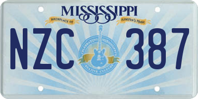 MS license plate NZC387