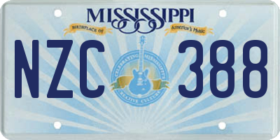 MS license plate NZC388