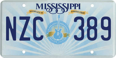 MS license plate NZC389
