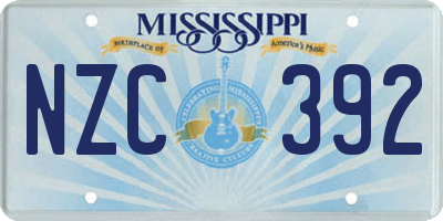 MS license plate NZC392