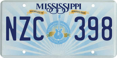 MS license plate NZC398
