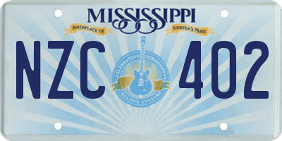 MS license plate NZC402