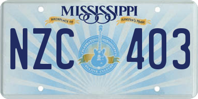 MS license plate NZC403