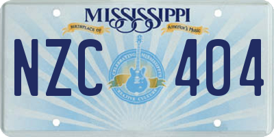 MS license plate NZC404