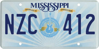 MS license plate NZC412