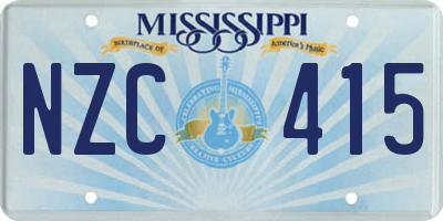 MS license plate NZC415