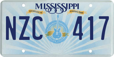 MS license plate NZC417