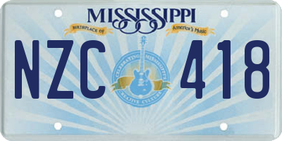 MS license plate NZC418