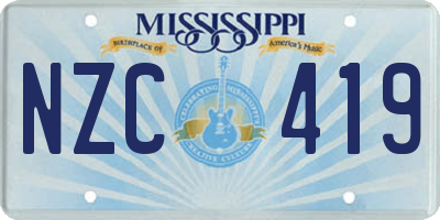 MS license plate NZC419