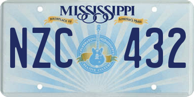 MS license plate NZC432