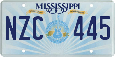MS license plate NZC445