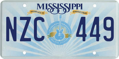 MS license plate NZC449