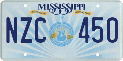 MS license plate NZC450