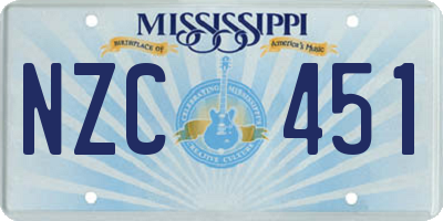 MS license plate NZC451