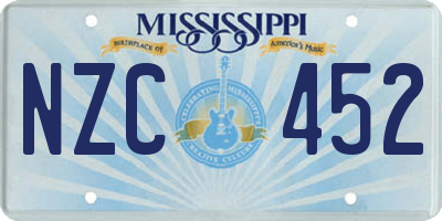 MS license plate NZC452