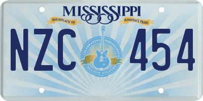 MS license plate NZC454