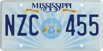 MS license plate NZC455