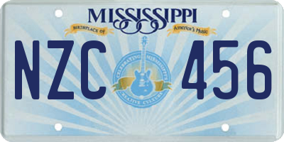 MS license plate NZC456