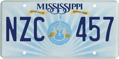 MS license plate NZC457