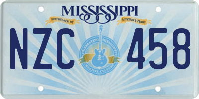 MS license plate NZC458