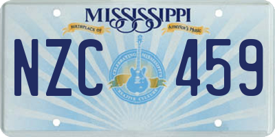 MS license plate NZC459