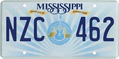 MS license plate NZC462