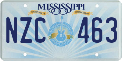 MS license plate NZC463