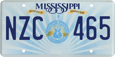 MS license plate NZC465