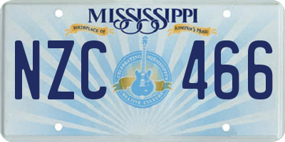 MS license plate NZC466