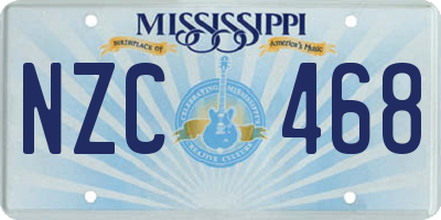 MS license plate NZC468