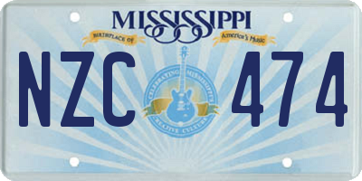 MS license plate NZC474