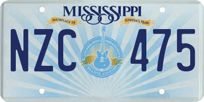 MS license plate NZC475