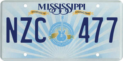 MS license plate NZC477