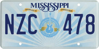MS license plate NZC478