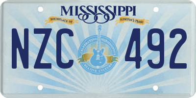 MS license plate NZC492