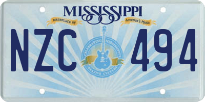 MS license plate NZC494
