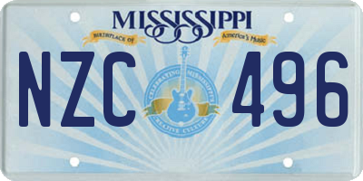 MS license plate NZC496