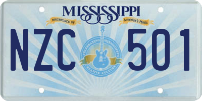 MS license plate NZC501