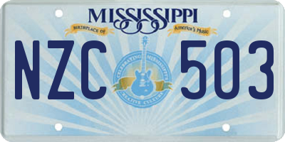 MS license plate NZC503
