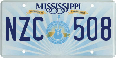 MS license plate NZC508