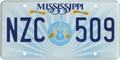 MS license plate NZC509
