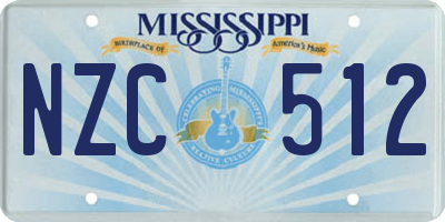 MS license plate NZC512
