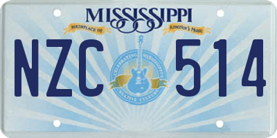 MS license plate NZC514