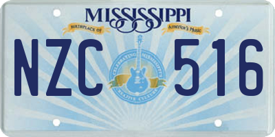 MS license plate NZC516