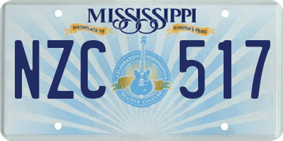 MS license plate NZC517