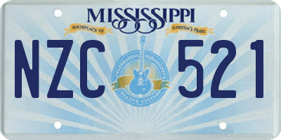 MS license plate NZC521