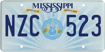 MS license plate NZC523