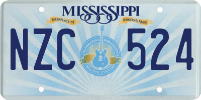 MS license plate NZC524
