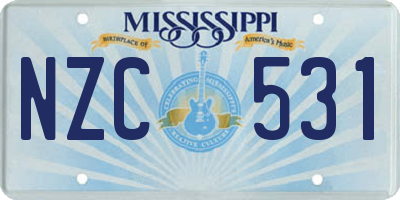 MS license plate NZC531