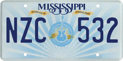 MS license plate NZC532